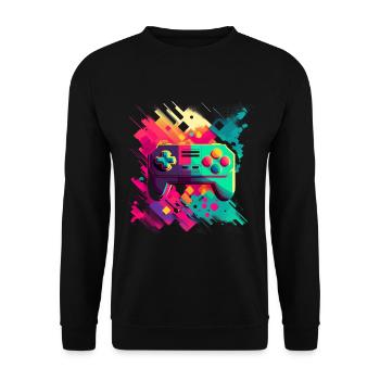 Retro Konsole - Unisex Pullover - Schwarz - Vorne - Alina (178cm) & Michal (187cm)