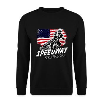 Speedway - USA Flag - Sweat-shirt Unisexe - noir - Devant - Alina (178cm) & Michal (187cm)