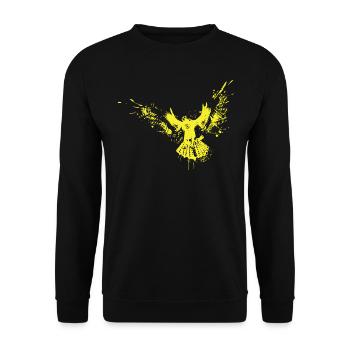 Oiseau art abstrait colombe jaune - Sweat-shirt Unisexe - noir - Devant - Alina (178cm) & Michal (187cm)