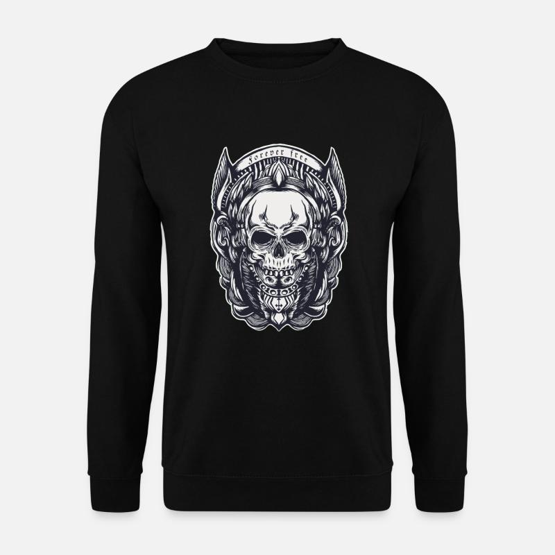 Forever free rebel skull pattern rocker biker - Unisex Sweatshirt - black