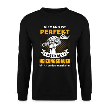 Heizungsbauer und Installateur Spruch - Unisex Pullover - Schwarz - Vorne - Alina (178cm) & Michal (187cm)