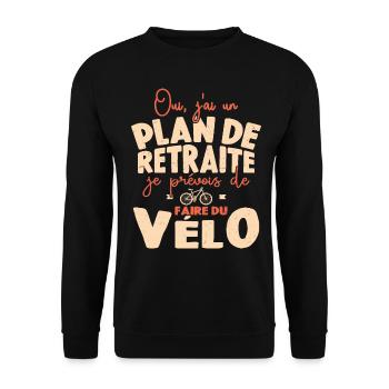 Plan De Retraite Cycliste Retraité Cyclisme Vélo - Sweat-shirt Unisexe - noir - Devant - Alina (178cm) & Michal (187cm)