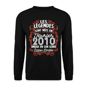 Vintage Flourish Cadeau Anniversaire Février 2010 - Sweat-shirt Unisexe - noir - Devant - Alina (178cm) & Michal (187cm)