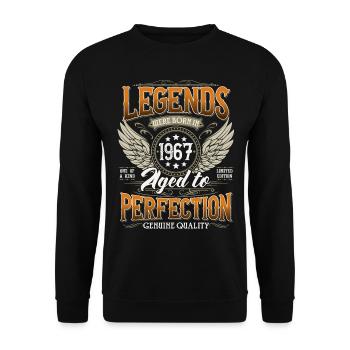 Né en 1967 Legends Vintage Anniversaire - Sweat-shirt Unisexe - noir - Devant - Alina (178cm) & Michal (187cm)