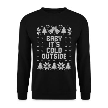 Weihnachten Baby it's cold outside Ugly Christmas - Unisex Pullover - Schwarz - Vorne - Alina (178cm) & Michal (187cm)