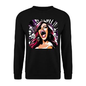 Cool fille hurlante en crânes noirs roses - Sweat-shirt Unisexe - noir - Devant - Alina (178cm) & Michal (187cm)