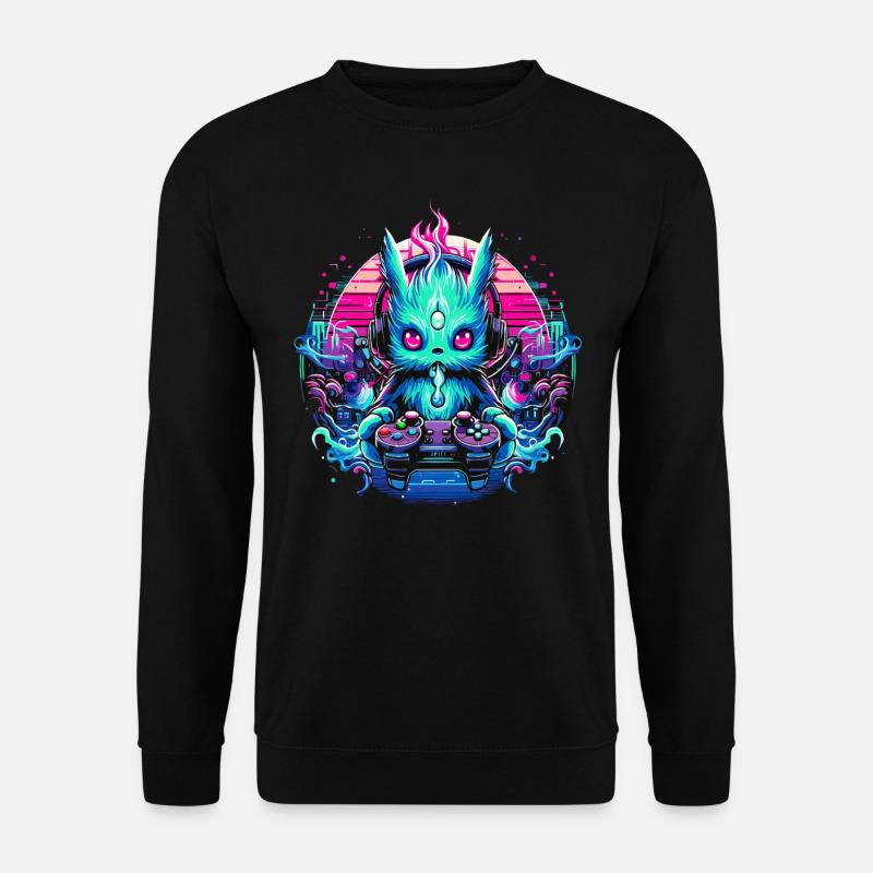 Synthwave Gamer Gaming Alien - Sweat-shirt Unisexe - noir