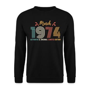 Mars 1974 anniversaire Mars 1974 rétro - Sweat-shirt Unisexe - noir - Devant - Alina (178cm) & Michal (187cm)