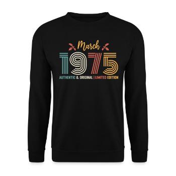 March 1975 Anniversary March 1975 Retro - Unisex Sweatshirt - black - Front - Alina (178cm) & Michal (187cm)