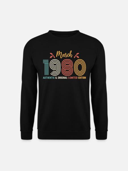 März 1980 Jubiläum März 1980 Retro - Unisex Pullover - Schwarz
