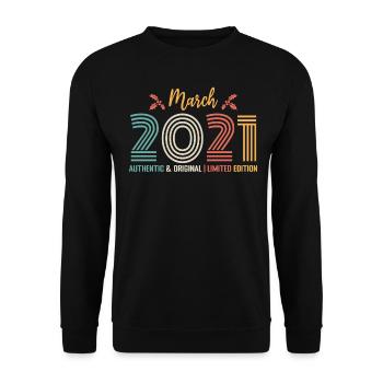 March 2021 Anniversary March 2021 Retro - Unisex Sweatshirt - black - Front - Alina (178cm) & Michal (187cm)