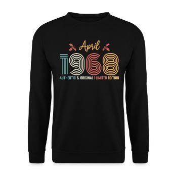 April 1968 Birthday April 1968 Retro - Unisex Sweatshirt - black - Front - Alina (178cm) & Michal (187cm)