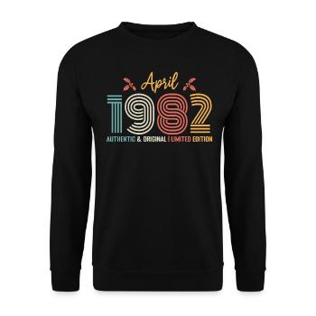 April 1982 Birthday April 1982 Retro - Unisex Sweatshirt - black - Front - Alina (178cm) & Michal (187cm)