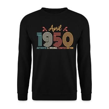 April 1950 Anniversary April 1950 Retro - Unisex Sweatshirt - black - Front - Alina (178cm) & Michal (187cm)