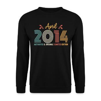 April 2014 Retro Geburtstag April 2014 - Unisex Pullover - Schwarz - Vorne - Alina (178cm) & Michal (187cm)