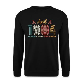April 1984 Birthday April 1984 Retro - Unisex Sweatshirt - black - Front - Alina (178cm) & Michal (187cm)