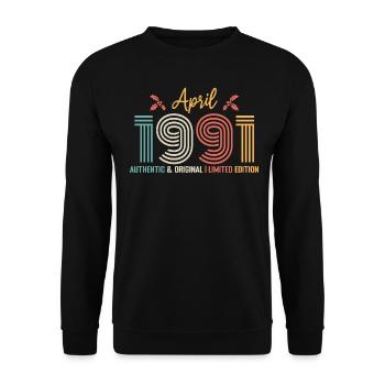April 1991 Birthday April 1991 Retro - Unisex Sweatshirt - black - Front - Alina (178cm) & Michal (187cm)