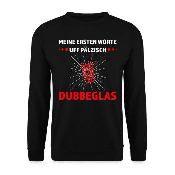 Schorle Pfälzer Dubbeglas Geschenk - Unisex Pullover - Schwarz - Vorne - Alina (178cm) & Michal (187cm)