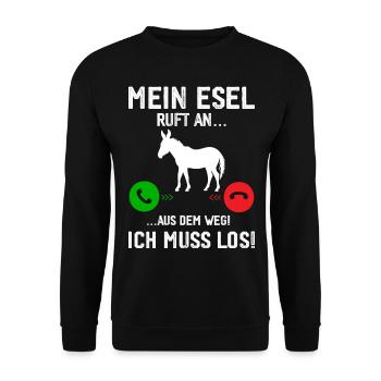 Mon âne m’appelle, il faut que j’y aille ! - Sweat-shirt Unisexe - noir - Devant - Alina (178cm) & Michal (187cm)