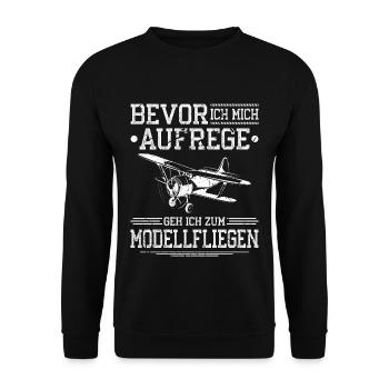 Bevor Ich Mich Aufrege Modellfliegen Pilot - Unisex Pullover - Schwarz - Vorne - Alina (178cm) & Michal (187cm)