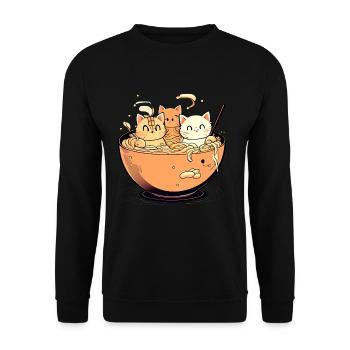 Chats mignons dans un bol à soupe de nouilles ramen - Sweat-shirt Unisexe - noir - Devant - Alina (178cm) & Michal (187cm)