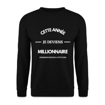 Cette année je deviens millionnaire - Sweat-shirt Unisexe - noir - Devant - Alina (178cm) & Michal (187cm)