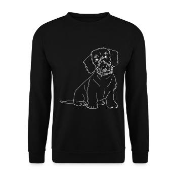 Rauhaardackel - Unisex Pullover - Schwarz - Vorne - Alina (178cm) & Michal (187cm)
