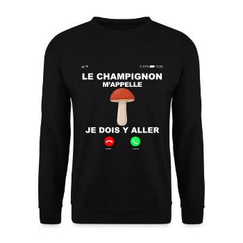 Cueillette champignons cadeau humour - Sweat-shirt Unisexe - noir - Devant - Alina (178cm) & Michal (187cm)