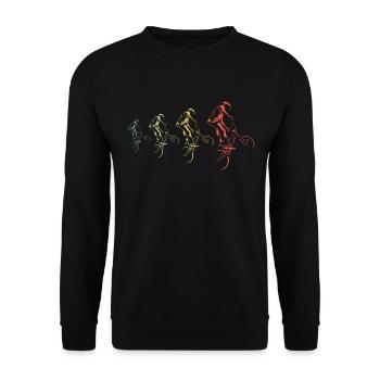 BMX Leidenschaft Papa oder Sohn - Unisex Pullover - Schwarz - Vorne - Alina (178cm) & Michal (187cm)
