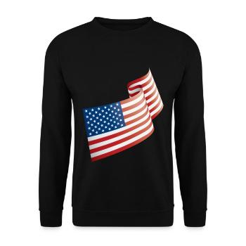 Flagge der USA im Wind - Unisex Pullover - Schwarz - Vorne - Alina (178cm) & Michal (187cm)