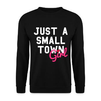Just a small town girl (Herz als i-Punkt) - Unisex Pullover - Schwarz - Vorne - Alina (178cm) & Michal (187cm)