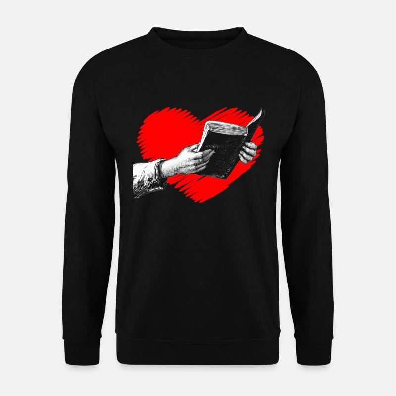 Buch lesen Herzen - Unisex Pullover - Schwarz