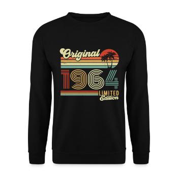 1964 Retro Vintage Jahrgang Geburtstag Geschenk - Unisex Pullover - Schwarz - Vorne - Alina (178cm) & Michal (187cm)