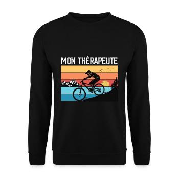 Mon Thérapeute Vélo - Sweat-shirt Unisexe - noir - Devant - Alina (178cm) & Michal (187cm)