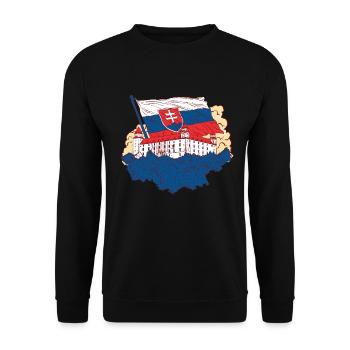 Slowakei Schloss mit Flagge Slowakei - Unisex Pullover - Schwarz - Vorne - Alina (178cm) & Michal (187cm)
