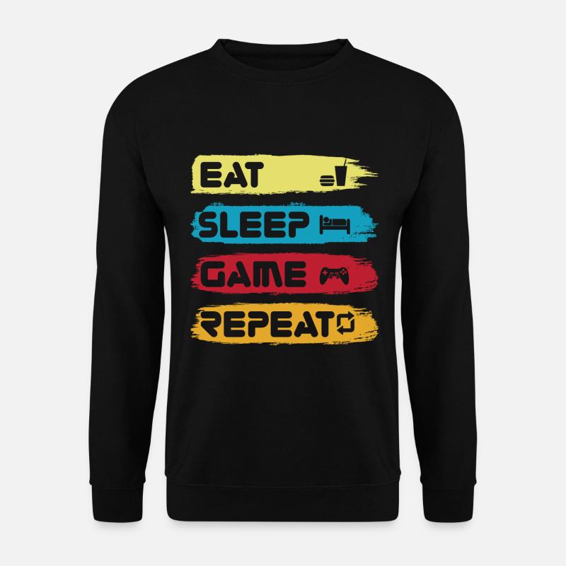 Eat Sleep Game Repeat - Unisex Pullover - Schwarz