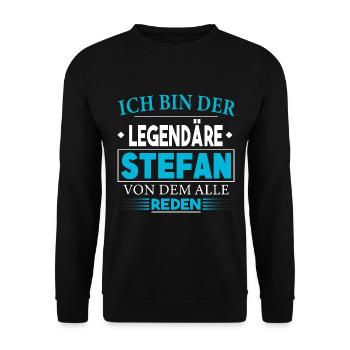 Stefan Name Birthday - Stefan Name Day - Unisex Sweatshirt - black - Front - Alina (178cm) & Michal (187cm)