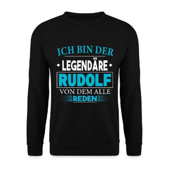 Rudolf Name Birthday - Rudolf Name Day - Unisex Sweatshirt - black - Front - Alina (178cm) & Michal (187cm)