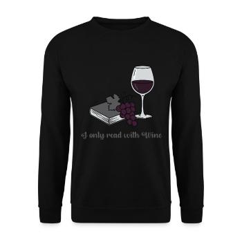 Ich lese nur beim Wein - Unisex Pullover - Schwarz - Vorne - Alina (178cm) & Michal (187cm)