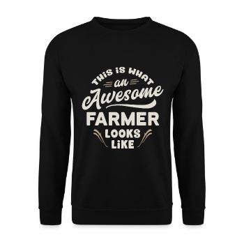 This Is What An Awesome Farmer Looks Like - Unisex Pullover - Schwarz - Vorne - Alina (178cm) & Michal (187cm)