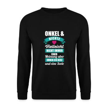 Onkel Nichte Seele Geschenk Geburtstag - Unisex Pullover - Schwarz - Vorne - Alina (178cm) & Michal (187cm)