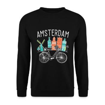 Vélo d'Amsterdam - Sweat-shirt Unisexe - noir - Devant - Alina (178cm) & Michal (187cm)