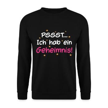 Psssst Ich Habe Ein Geheimnis Nachwuchs Schwanger - Unisex Pullover - Schwarz - Vorne - Alina (178cm) & Michal (187cm)