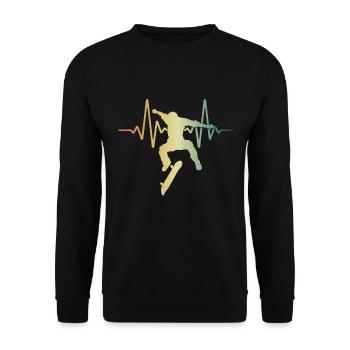 Heartbeat Skater Skateboard ECG Pulse - Unisex Sweatshirt - black - Front - Alina (178cm) & Michal (187cm)