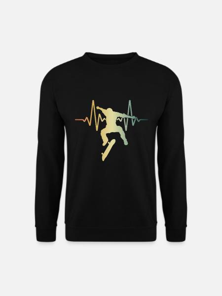 Herzschlag Skater Skateboard EKG Puls - Unisex Pullover - Schwarz