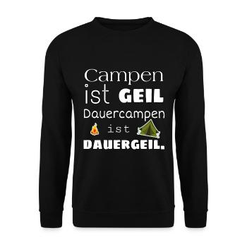Camping - Campen - Dauercamping Shirt - Unisex Pullover - Schwarz - Vorne - Alina (178cm) & Michal (187cm)