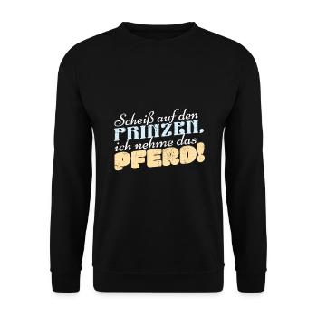 Lustige Reitersprüche Für Reiter Und Pferde Fans - Unisex Pullover - Schwarz - Vorne - Alina (178cm) & Michal (187cm)
