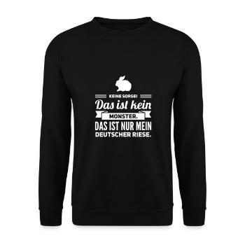 Deutsches Riesen Kaninchen Geschenk - Unisex Pullover - Schwarz - Vorne - Alina (178cm) & Michal (187cm)