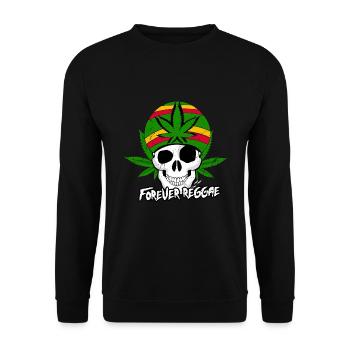 REGGAE SKULL, MARLEY, RASTA, RASTAFARI, JAMAICA - Unisex Sweatshirt - black - Front - Alina (178cm) & Michal (187cm)