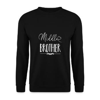 Mittlerer Bruder Geschwister Partnerlook Geschenk - Unisex Pullover - Schwarz - Vorne - Alina (178cm) & Michal (187cm)